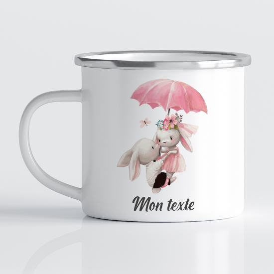 tazza smaltata personalizzata per Bambini - Conigli