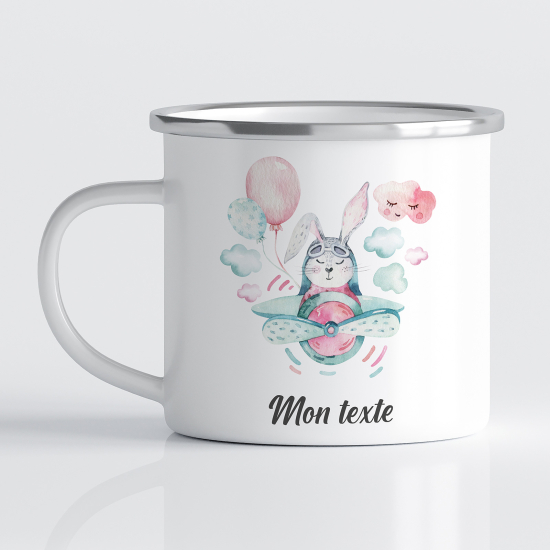 tazza smaltata personalizzata per Bambini - Coniglio Aereo