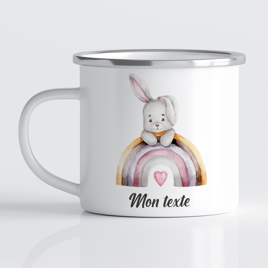 tazza smaltata personalizzata per Bambini - Coniglio Arcobaleno
