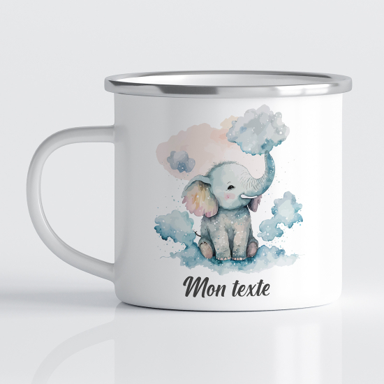 tazza smaltata personalizzata per Bambini - Elefante