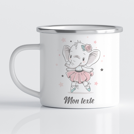tazza smaltata personalizzata per Bambini - Elefante Ballerina