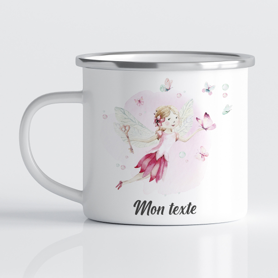 tazza smaltata personalizzata per Bambini - Fata Farfalla