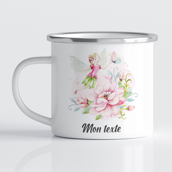 tazza smaltata personalizzata per Bambini - Fata Fiori