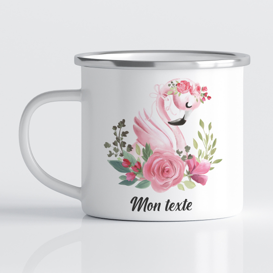 tazza smaltata personalizzata per Bambini - Fenicottero Rosa