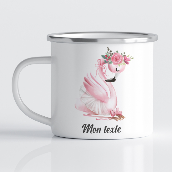 tazza smaltata personalizzata per Bambini - Fenicottero Rosa