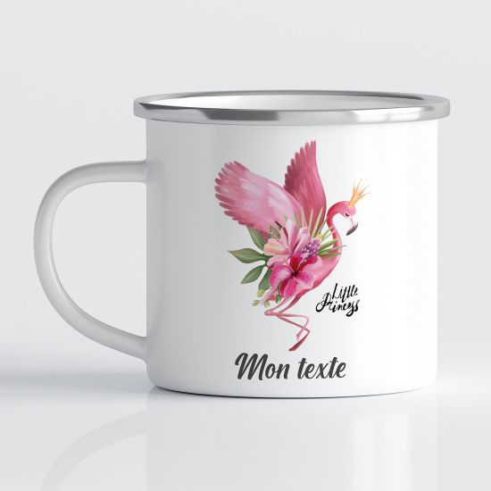 tazza smaltata personalizzata per Bambini - Fenicottero Rosa
