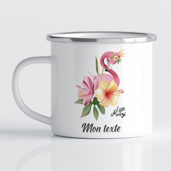 tazza smaltata personalizzata per Bambini - Fenicottero Rosa