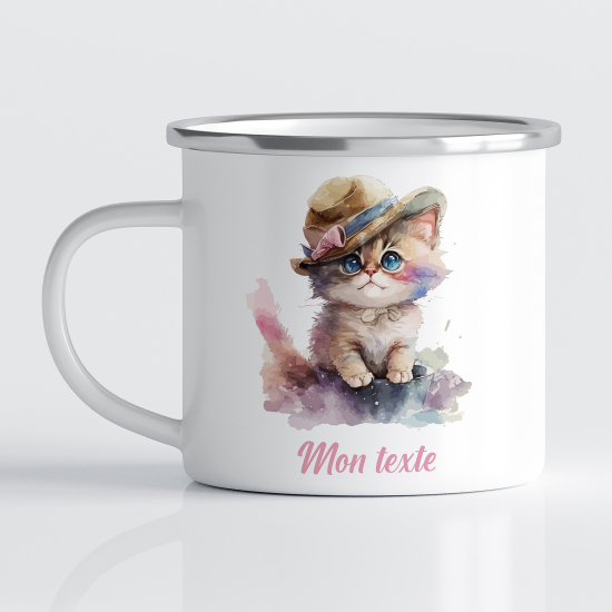 tazza smaltata personalizzata per Bambini - Gattino