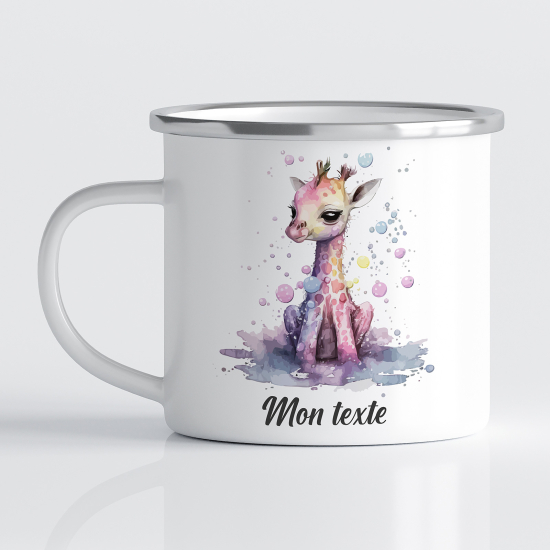tazza smaltata personalizzata per Bambini - Giraffa bebé