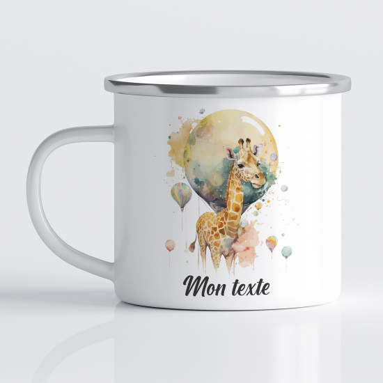 tazza smaltata personalizzata per Bambini - Giraffa Palloncino