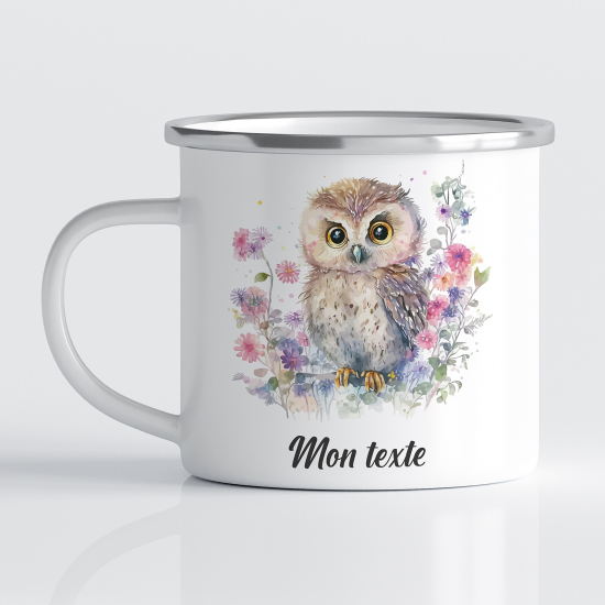 tazza smaltata personalizzata per Bambini - Gufo