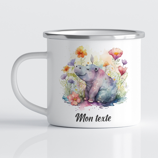 tazza smaltata personalizzata per Bambini - Ippopotamo