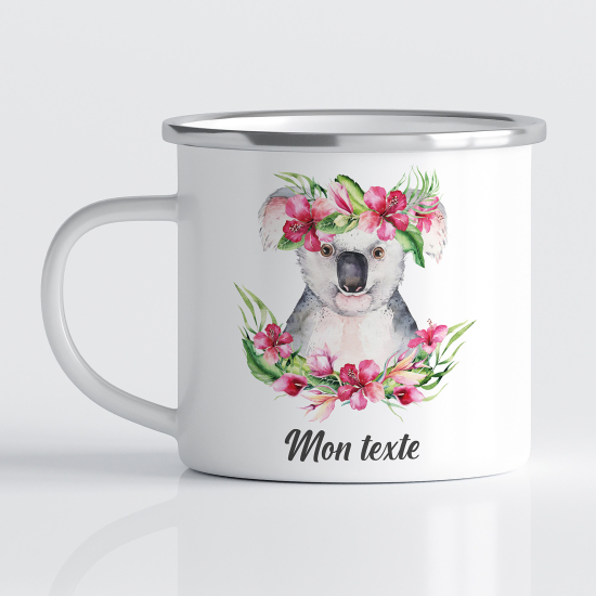 tazza smaltata personalizzata per Bambini - Koala Fiori