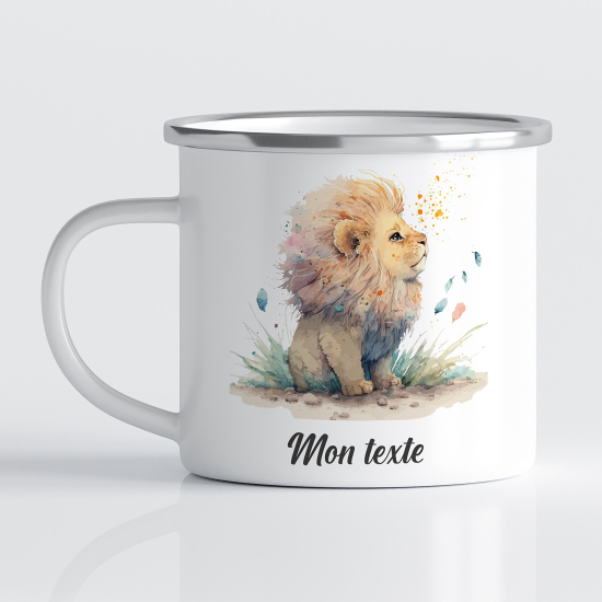 tazza smaltata personalizzata per Bambini - Leone