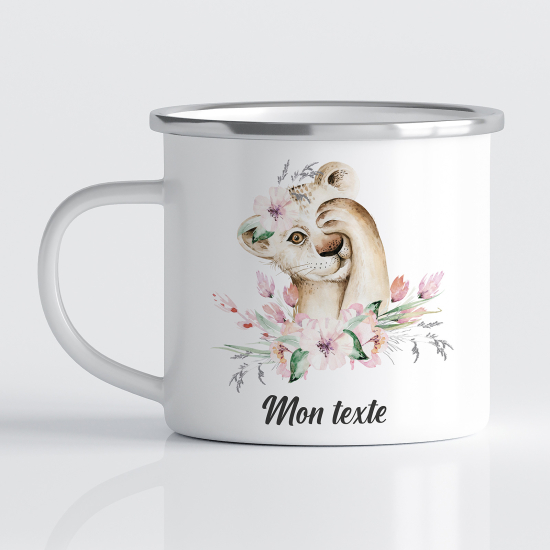 tazza smaltata personalizzata per Bambini - Leone Fiori