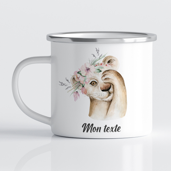 tazza smaltata personalizzata per Bambini - Leone Fiori