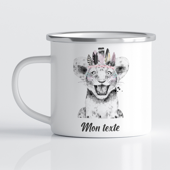 tazza smaltata personalizzata per Bambini - Leone Indiano