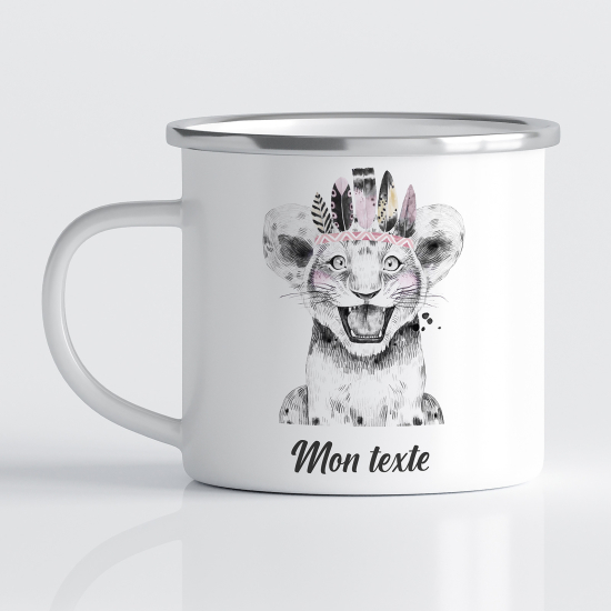 tazza smaltata personalizzata per Bambini - Leone Indiano