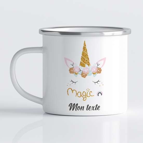 tazza smaltata personalizzata per Bambini - Magia dell'Unicorno