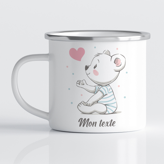 tazza smaltata personalizzata per Bambini - Orsetto Cuore