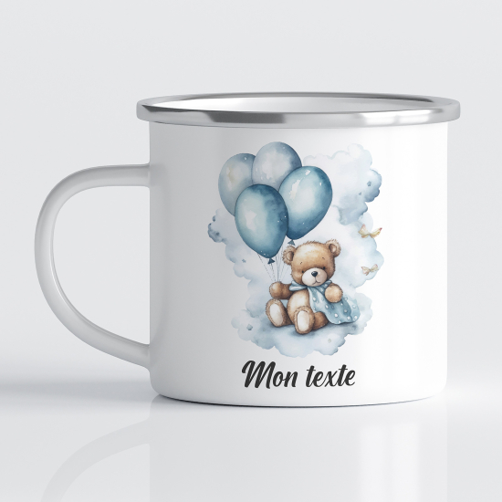 tazza smaltata personalizzata per Bambini - Orsetto Palloncini