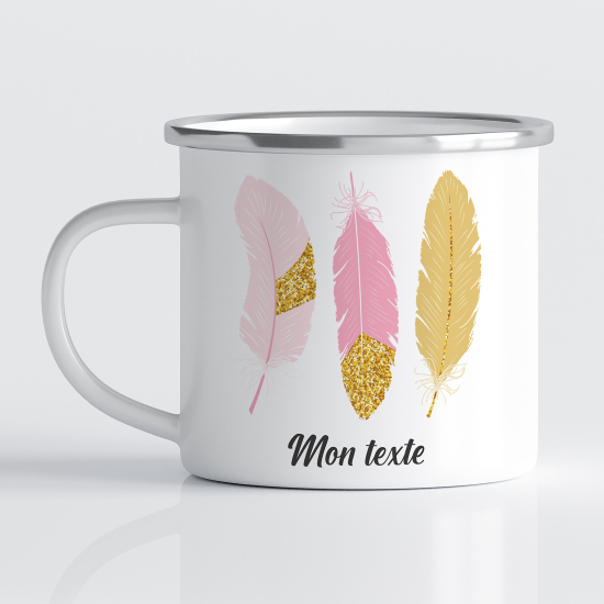 tazza smaltata personalizzata per Bambini - Piume