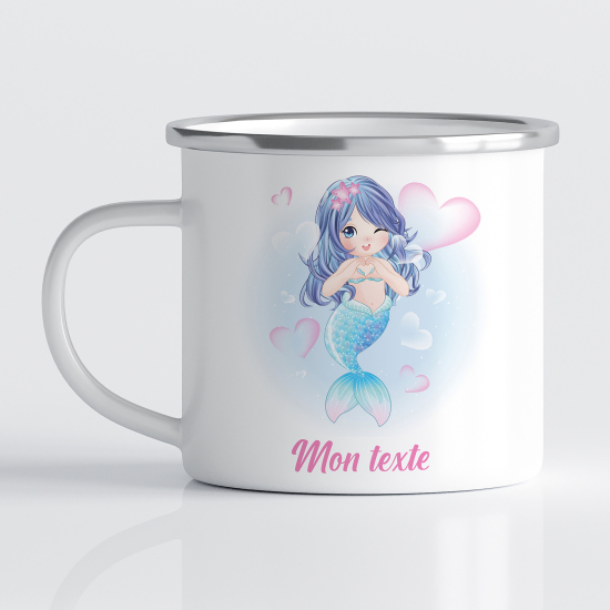 tazza smaltata personalizzata per Bambini - Sirena Cuore