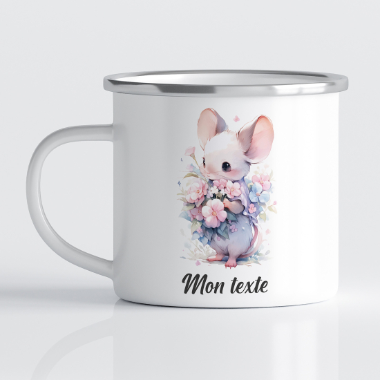 tazza smaltata personalizzata per Bambini - Topo Fiori