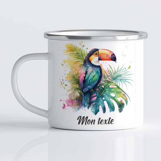 tazza smaltata personalizzata per Bambini - Uccello Tucano