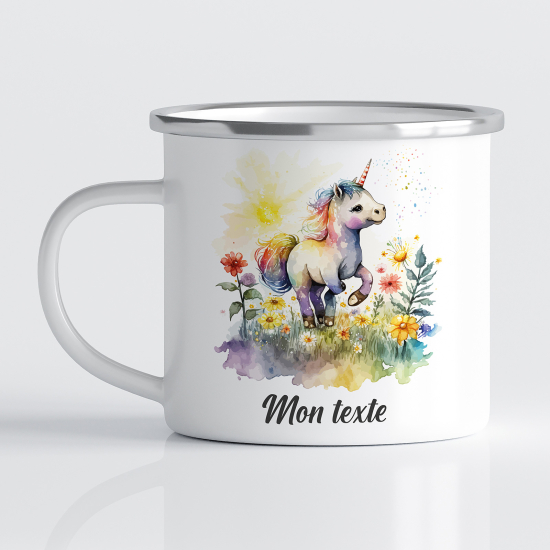 tazza smaltata personalizzata per Bambini - Unicorno