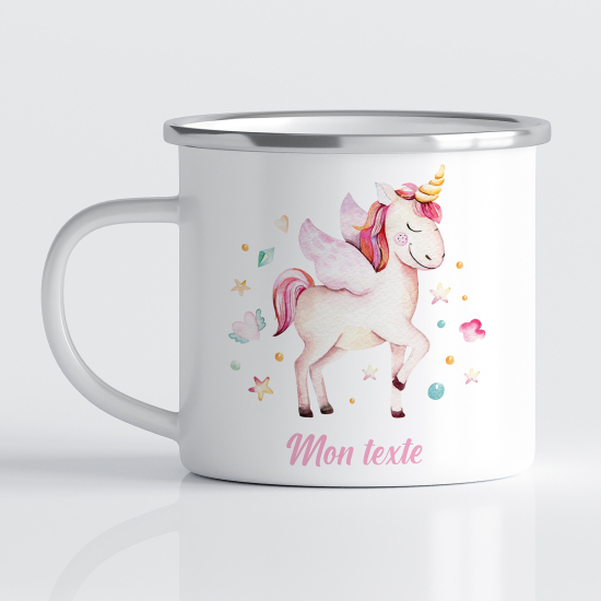 tazza smaltata personalizzata per Bambini - Unicorno