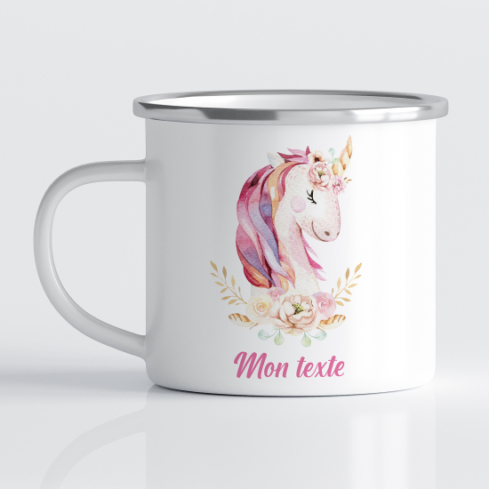 tazza smaltata personalizzata per Bambini - Unicorno