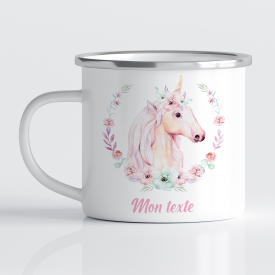 tazza smaltata personalizzata per Bambini - Unicorno