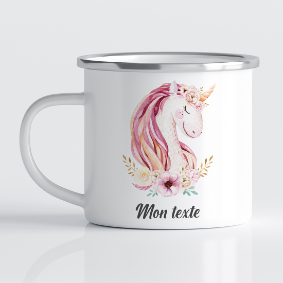tazza smaltata personalizzata per Bambini - Unicorno