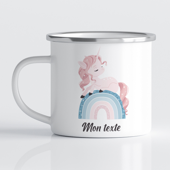 tazza smaltata personalizzata per Bambini - Unicorno Arcobaleno