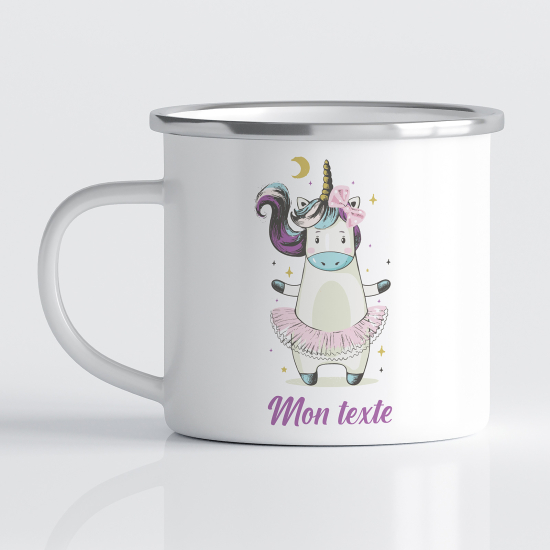 tazza smaltata personalizzata per Bambini - Unicorno Ballerina