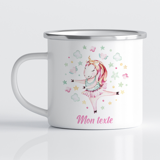 tazza smaltata personalizzata per Bambini - Unicorno Ballerina