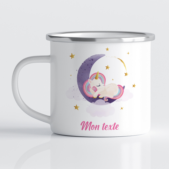 tazza smaltata personalizzata per Bambini - Unicorno Luna