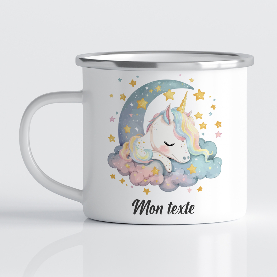tazza smaltata personalizzata per Bambini - Unicorno Luna