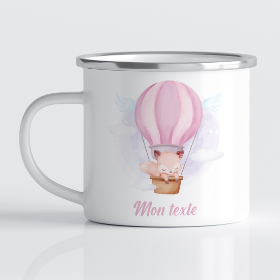 tazza smaltata personalizzata per Bambini - Volpe Mongolfiera