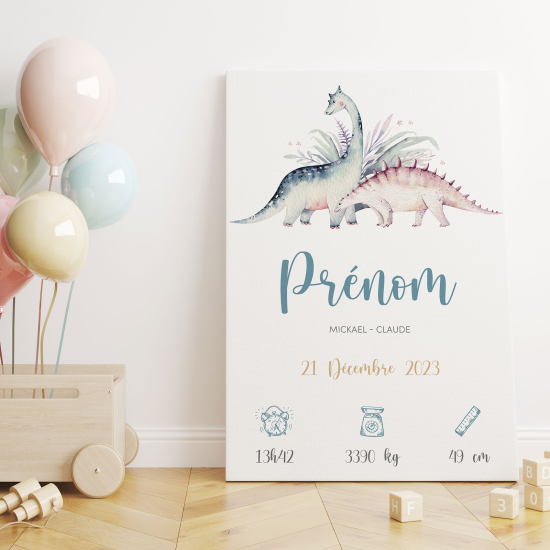 Tela nascita personalizzata - Dinosauri