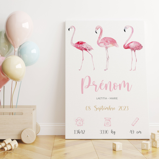 Tela nascita personalizzata - Fenicotteri rosa