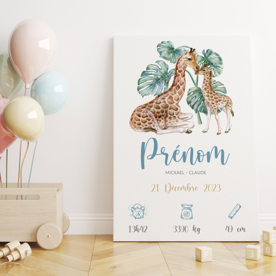 Tela nascita personalizzata - Giraffe