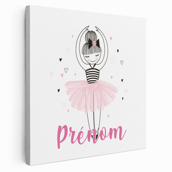 Tela per bambini personalizzata - Ballerina cuori