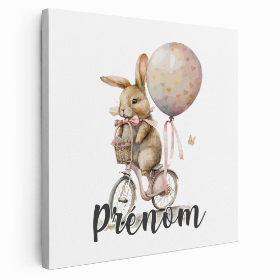 Tela per bambini personalizzata - Coniglio in Bicicletta
