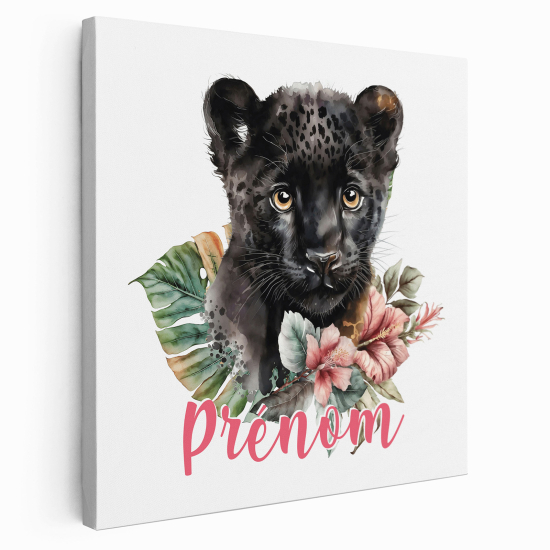 Tela per bambini personalizzata - Cucciolo di Leopardo Nero