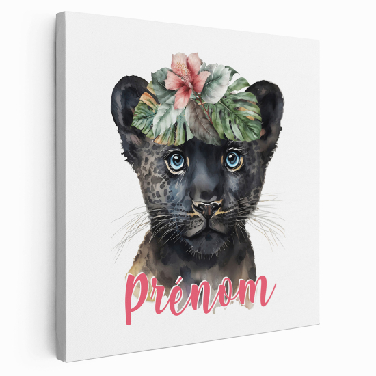 Tela per bambini personalizzata - Cucciolo di Leopardo Nero
