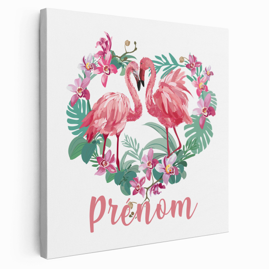 Tela per bambini personalizzata - Fenicotteri rosa