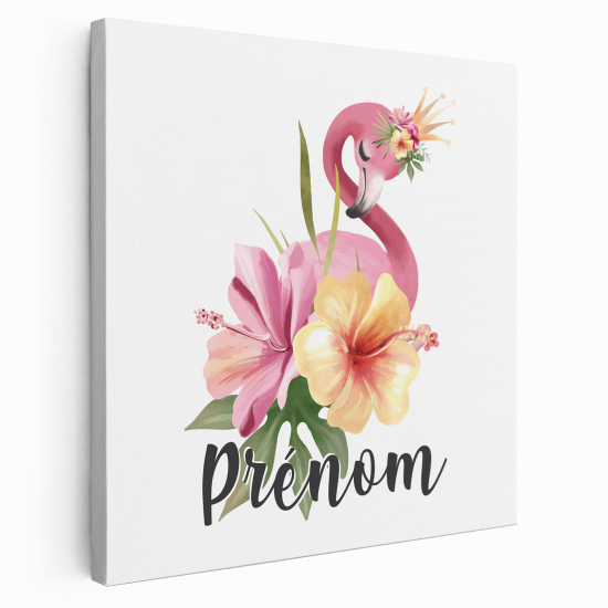 Tela per bambini personalizzata - Fenicottero Rosa Fiori