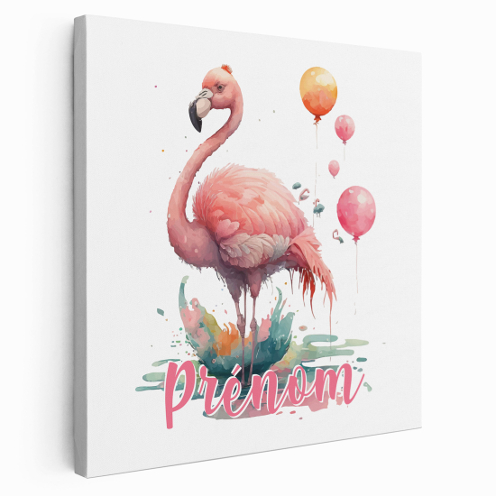 Tela per bambini personalizzata - Fenicottero Rosa Palloncini